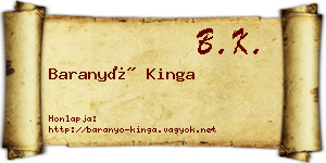 Baranyó Kinga névjegykártya